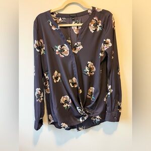 Ann Taylor Floral Wrap Blouse - Purple Floral